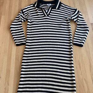 525 Born in BKLYN rugby polo striped maxi sweater dress modest quiet luxury NWT